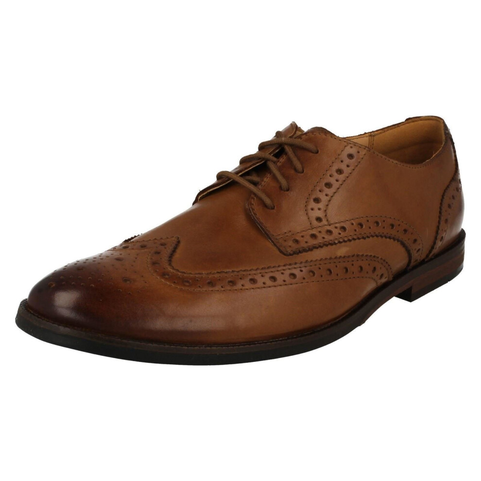 (UK 6.5, Tan (Brown)) Mens Clarks Lace Up Brogue Shoes Broyd Limit - G Fit