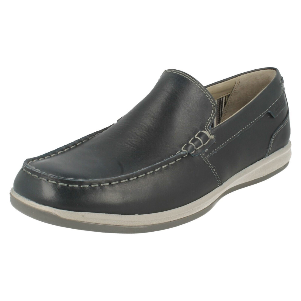 (UK 7, Navy (Blue)) Mens Clarks Moccasin Style Shoes Fallston Step - G Fit