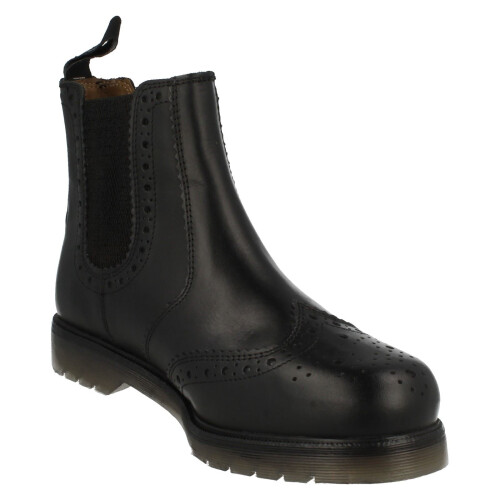 (UK 8, Black) Mens Catesby Pull On Brogue Style Boots 01800 2