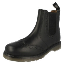 (UK 8, Black) Mens Catesby Pull On Brogue Style Boots 01800