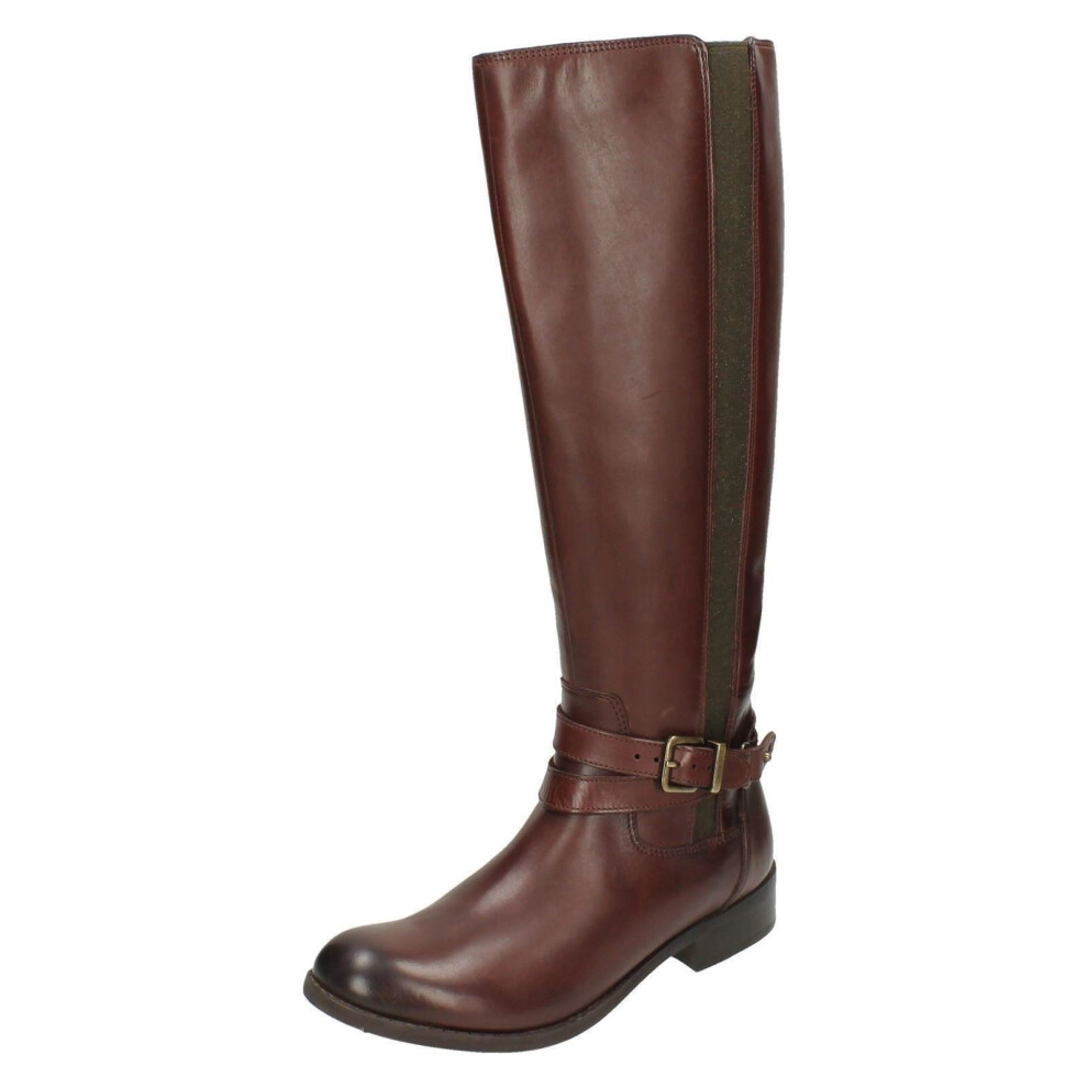 (UK 4.5, Mahogany (Brown)) Ladies Clarks Knee High Boots Pita Vienna - D Fit