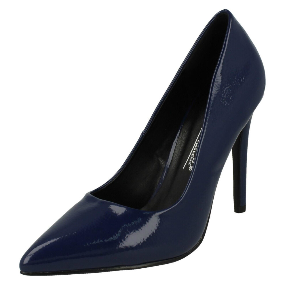 (UK 5, Navy (Blue)) Ladies Anne Michelle Patent Court Shoes