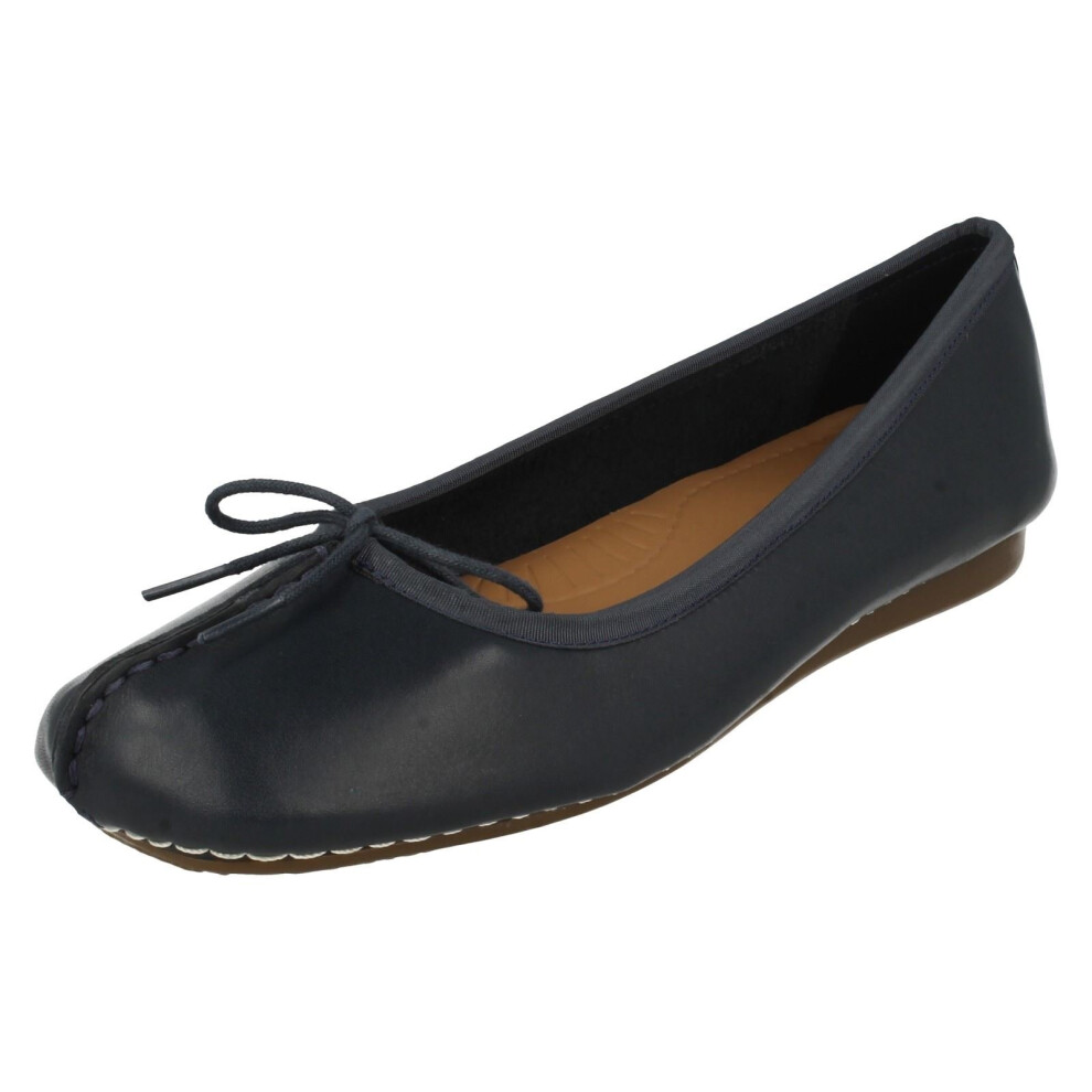 (UK 3, Navy (Blue)) Ladies Clarks Comfort Everyday Flats Freckle Ice - D Fit