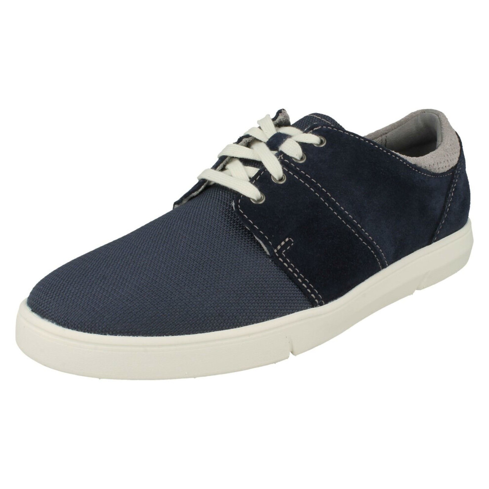 (UK 7, Navy (Blue)) Mens Clarks Casual Lace Up Shoes Landry Edge - G Fit