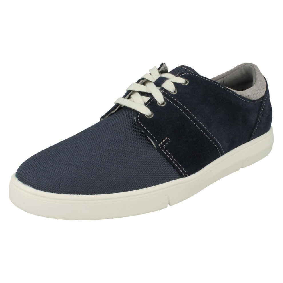 (UK 8.5, Navy (Blue)) Mens Clarks Casual Lace Up Shoes Landry Edge - G Fit