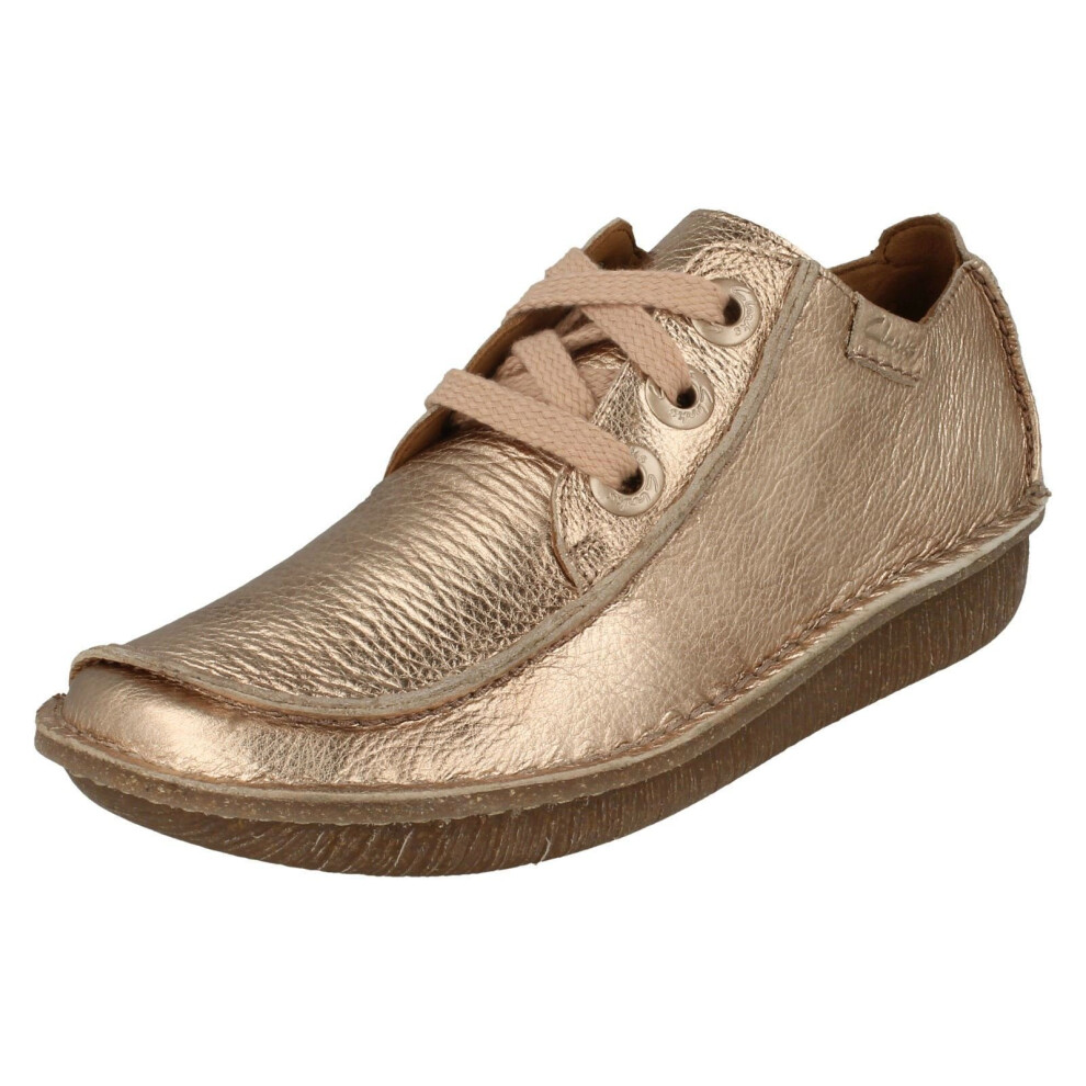 (UK 3, Rose (Gold)) Ladies Clarks Comfortable Lace Up Flats Funny Dream - D Fit