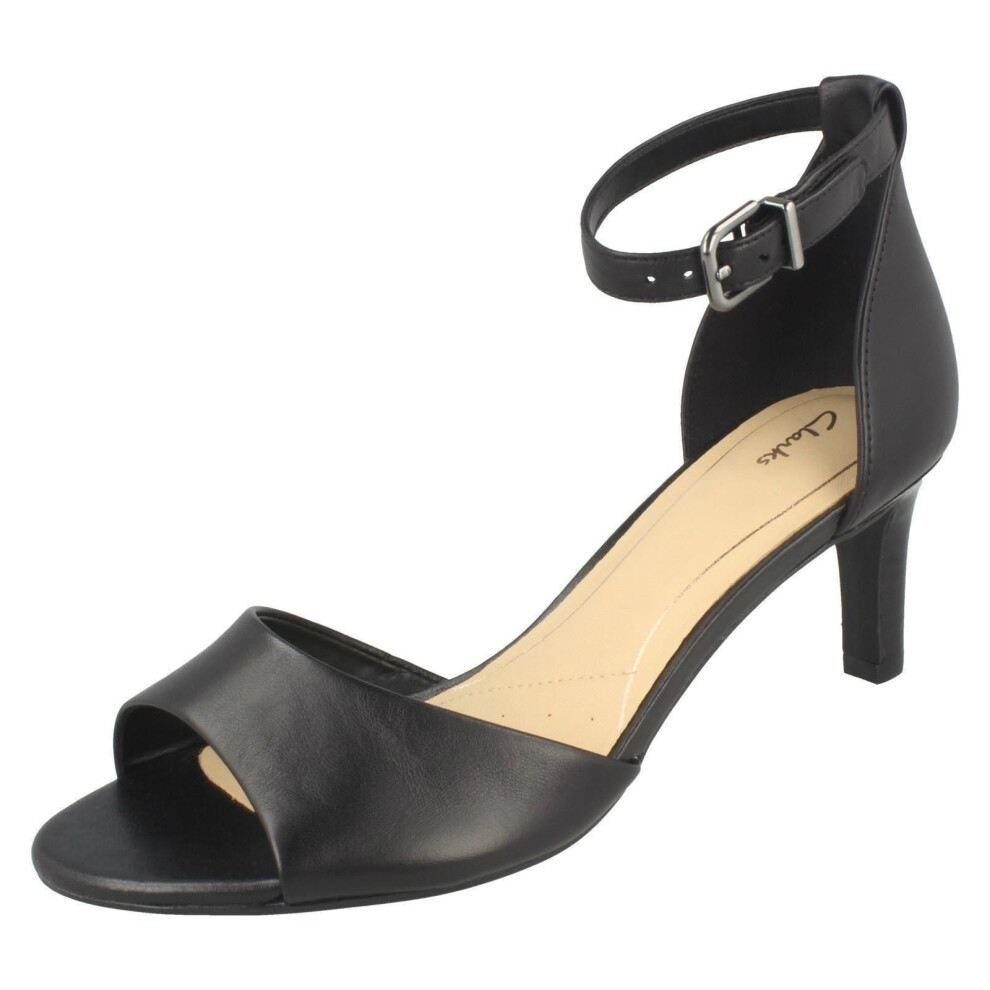 (UK 7, Black) Ladies Clarks Elegant Heeled Sandals Laureti Grace - D Fit