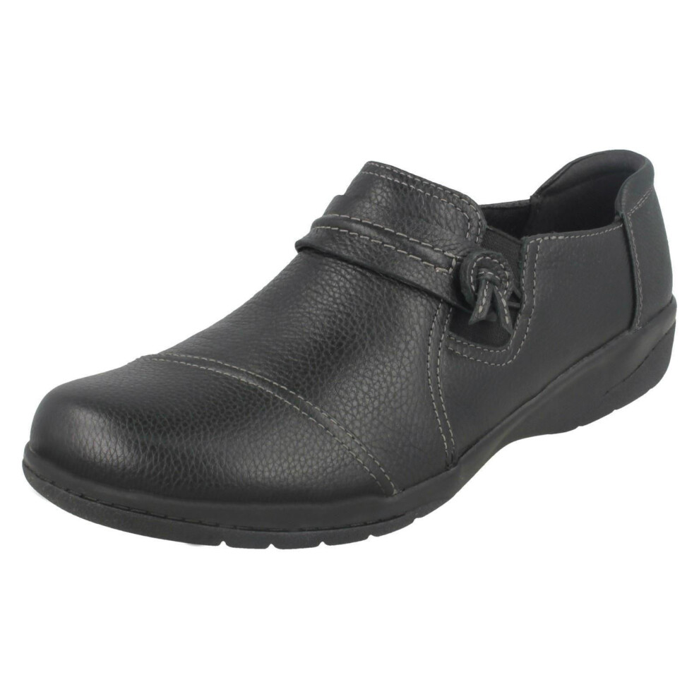 (UK 9, Black) Ladies Clarks Smart Flats Cheyn Madi - D Fit