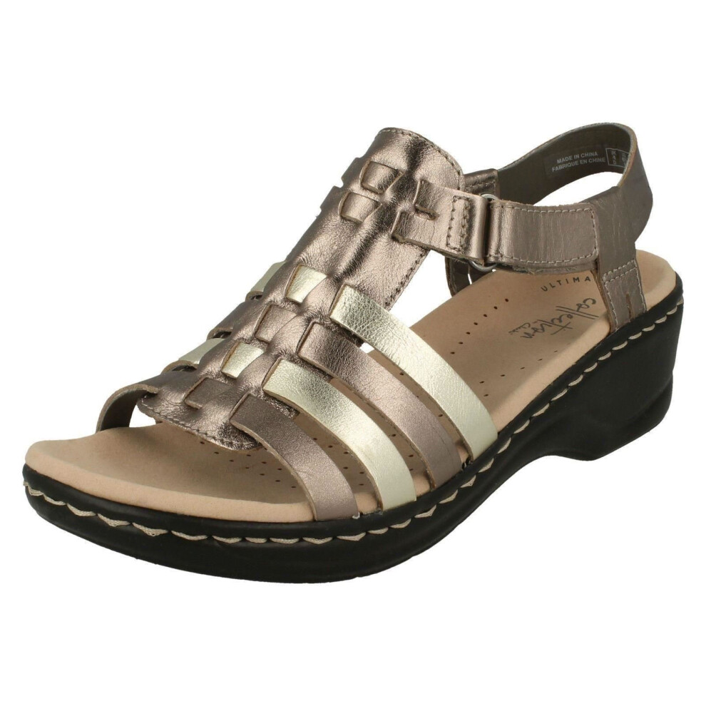 (UK 8, Metallic Multi (Gold)) Ladies Clarks Gladiator Style Sandals Lexi Bridge - D Fit