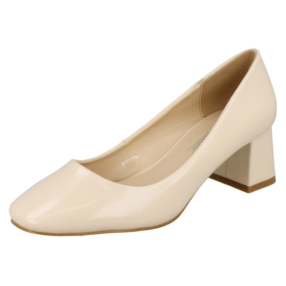 (UK 4, Nude (Ivory)) Ladies Anne Michelle Mid Chunky Heel Court Shoes