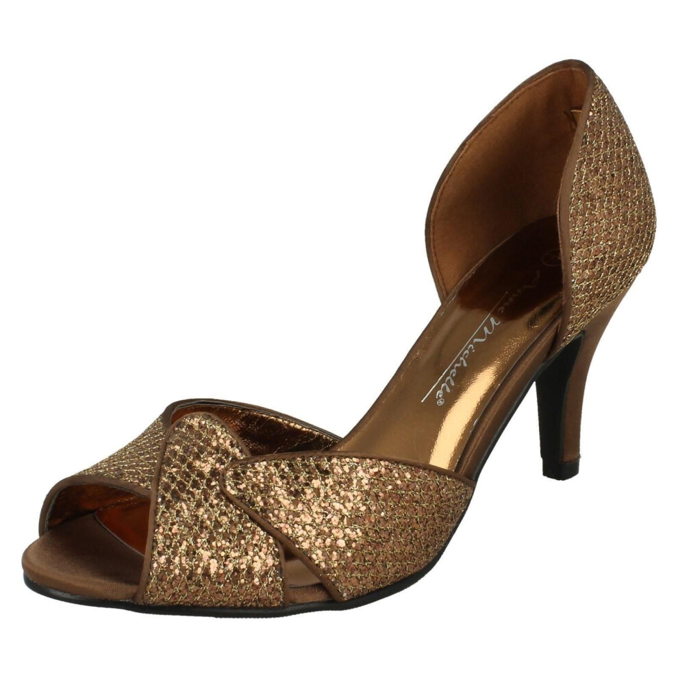 (UK 6, Bronze (Brown)) Ladies Anne Michelle Slip On Heeled Shoes