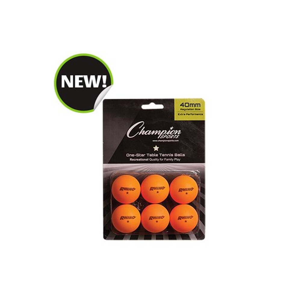 Champion Sports 1STAR6OR 8 x 5.75 x 1.5 in. 1 Star Table Tennis, Orange - 6 per Pack