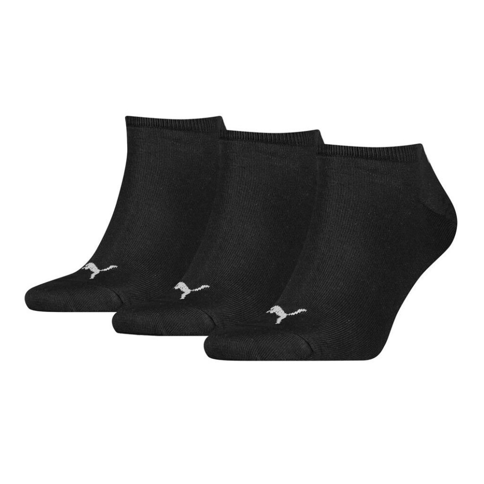 (UK 6-8) Puma 3 Pack Sneaker Plain Socks - Black