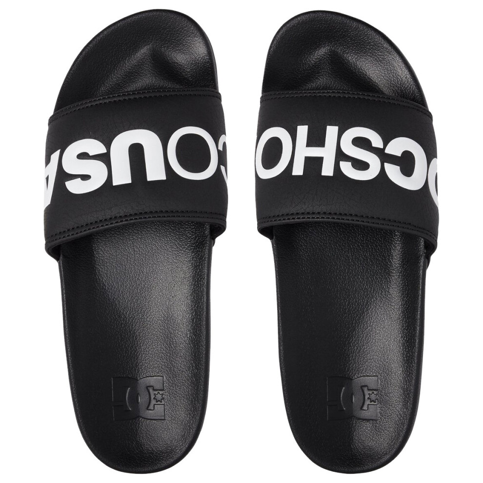 (UK 8) DC Slide Flip Flops - Black / White