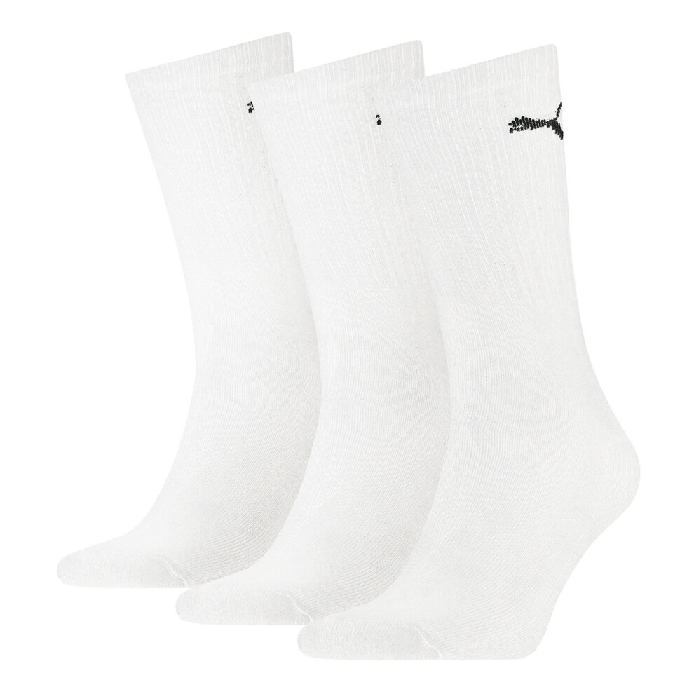 (UK 1-4) Puma 3 Pack Crew Sports Socks - White