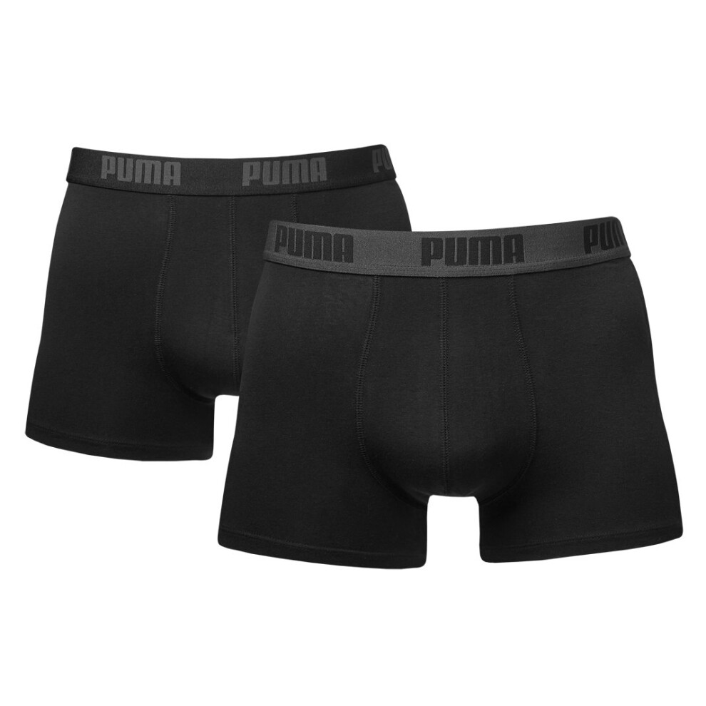 (Large) Puma Basic 2 Pack Boxers - Black / Black