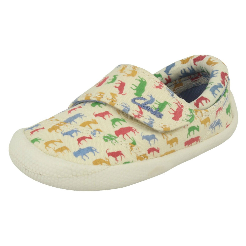 (UK 3 Infant, Cotton (Ivory)) Boys Clarks Doodles Casual Shoes Choc Ice - F Fit