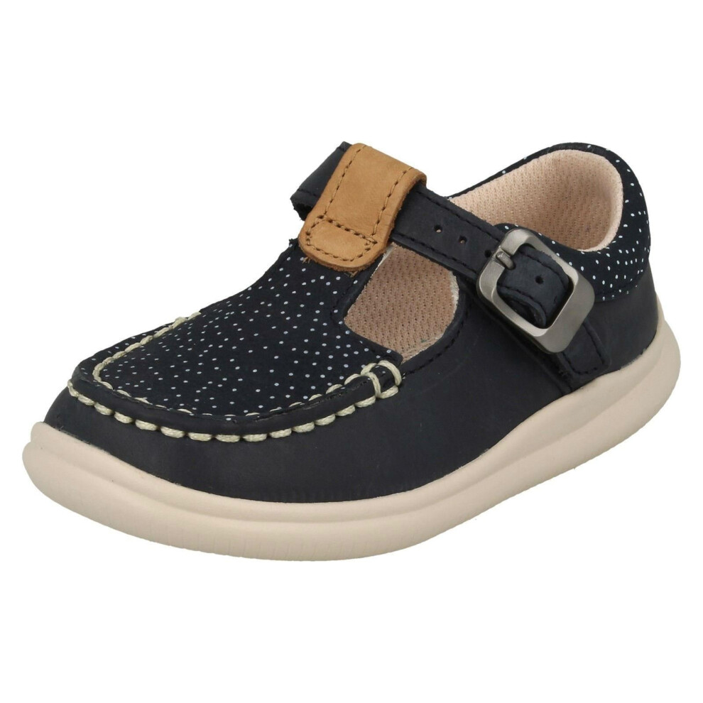 (UK 4 Infant, Navy (Blue)) Girls Clarks Casual T-Bar Shoes Cloud Rosa - G Fit