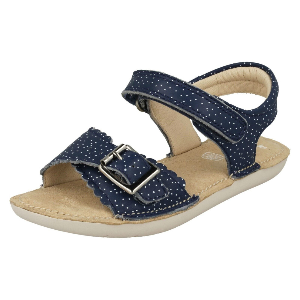 (UK 7 Infant, Blue) Girls Clarks Buckle Strap Sandals Ivy Blossom - F Fit