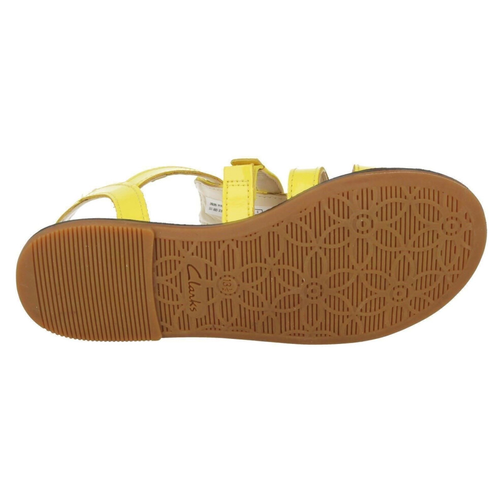 uk 10 child yellow girls clarks flat summer gladiator sandals loni joy f fit 8662970