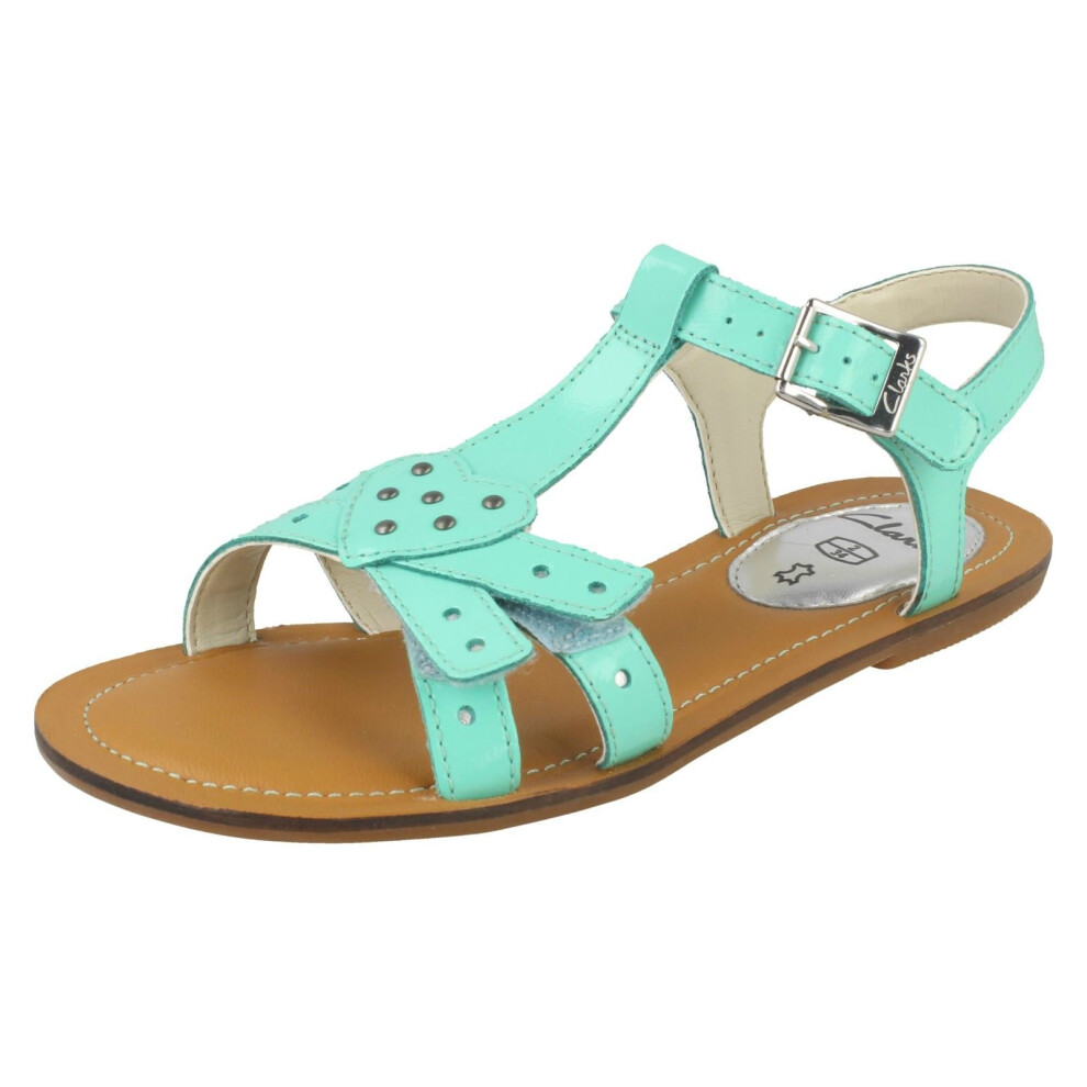 (UK 11 Child, Mint (Green)) Girls Clarks Casual Sandals Loni Lola - F Fit