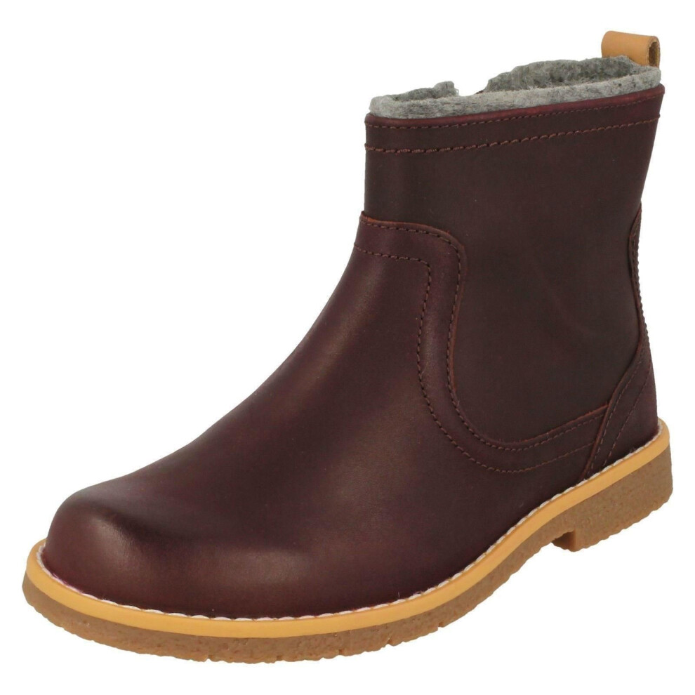 (UK 6.5 Infant, Burgundy (Purple)) Girls Clarks Stylish Ankle Boots Comet Frost - F Fit