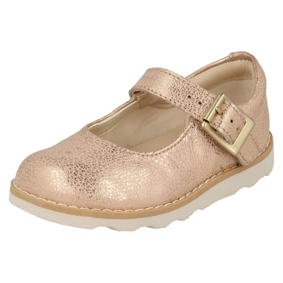 (UK 6.5 Infant, Copper (Gold)) Girls Clarks Air Spring Casual Shoes Crown Honor - F Fit