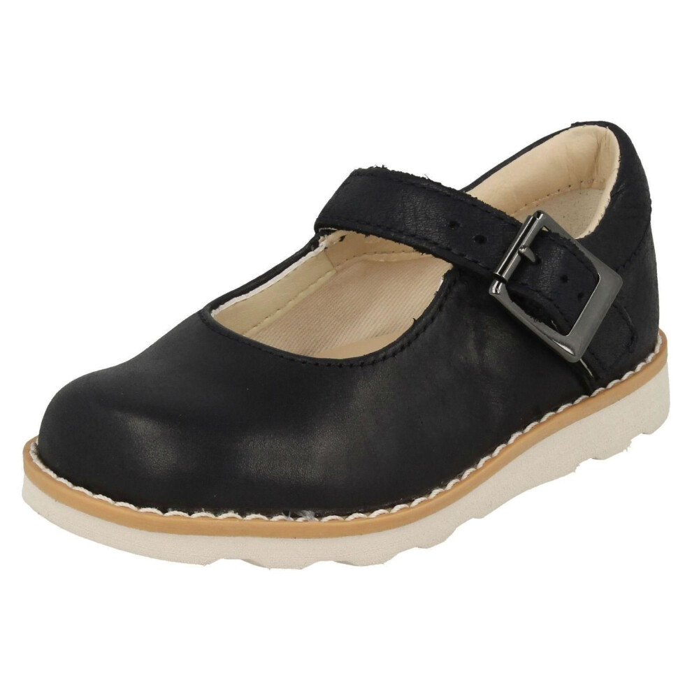 (UK 10 Child, Navy (Blue)) Girls Clarks Air Spring Casual Shoes Crown Honor - F Fit