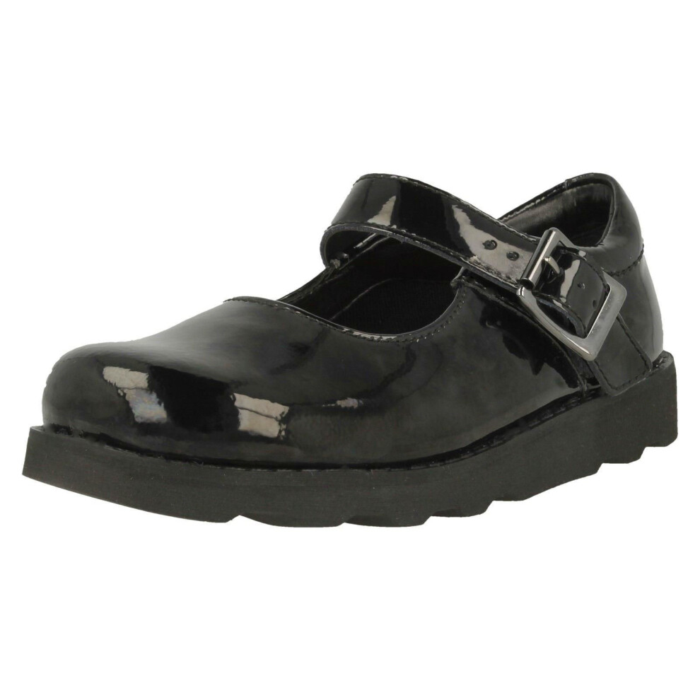 (UK 7 Infant, Black) Girls Clarks Air Spring Casual Shoes Crown Honor - G Fit