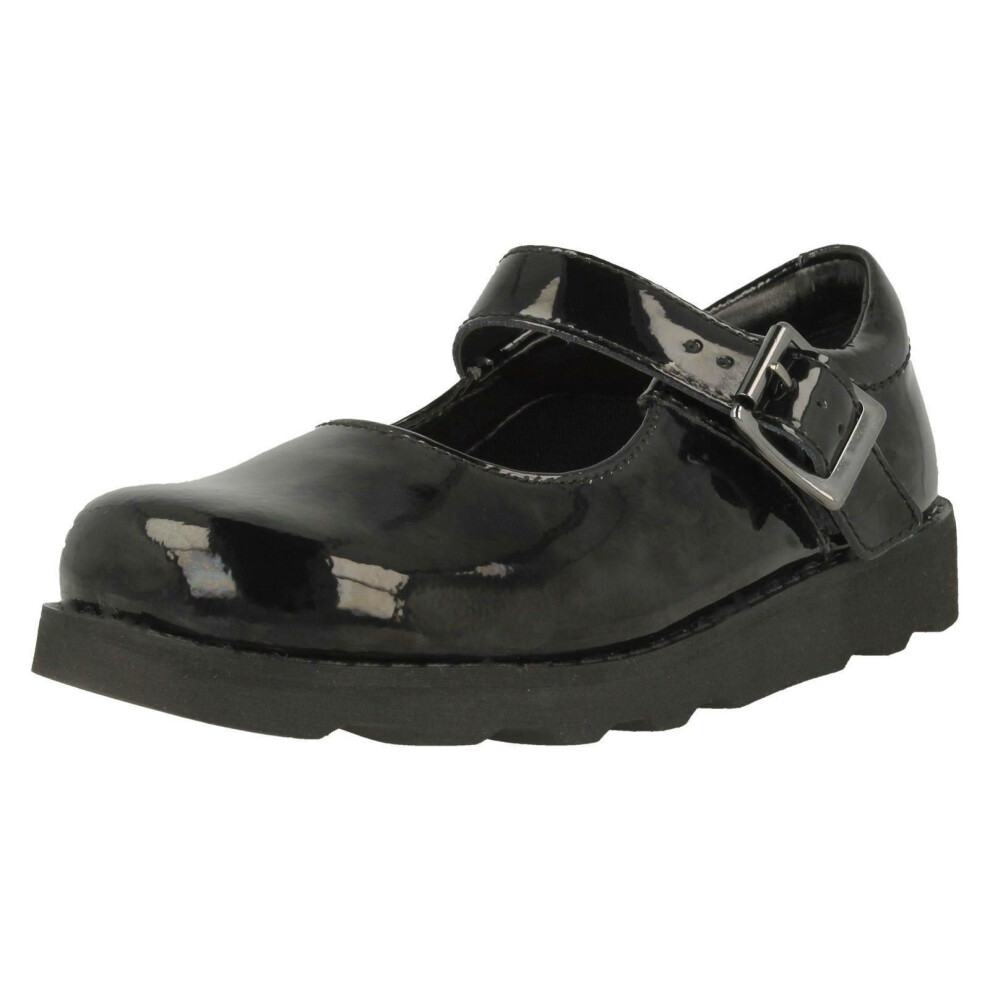 (UK 7.5 Infant, Black) Girls Clarks Air Spring Casual Shoes Crown Honor - G Fit