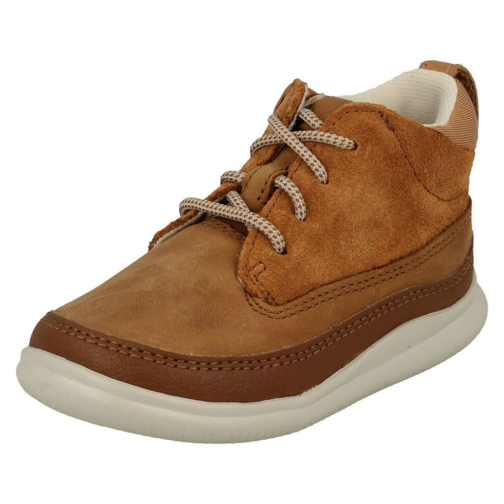 (UK 4 Infant, Tan (Brown)) Boys Clarks Casual Ankle Boots Cloud Air - F Fit