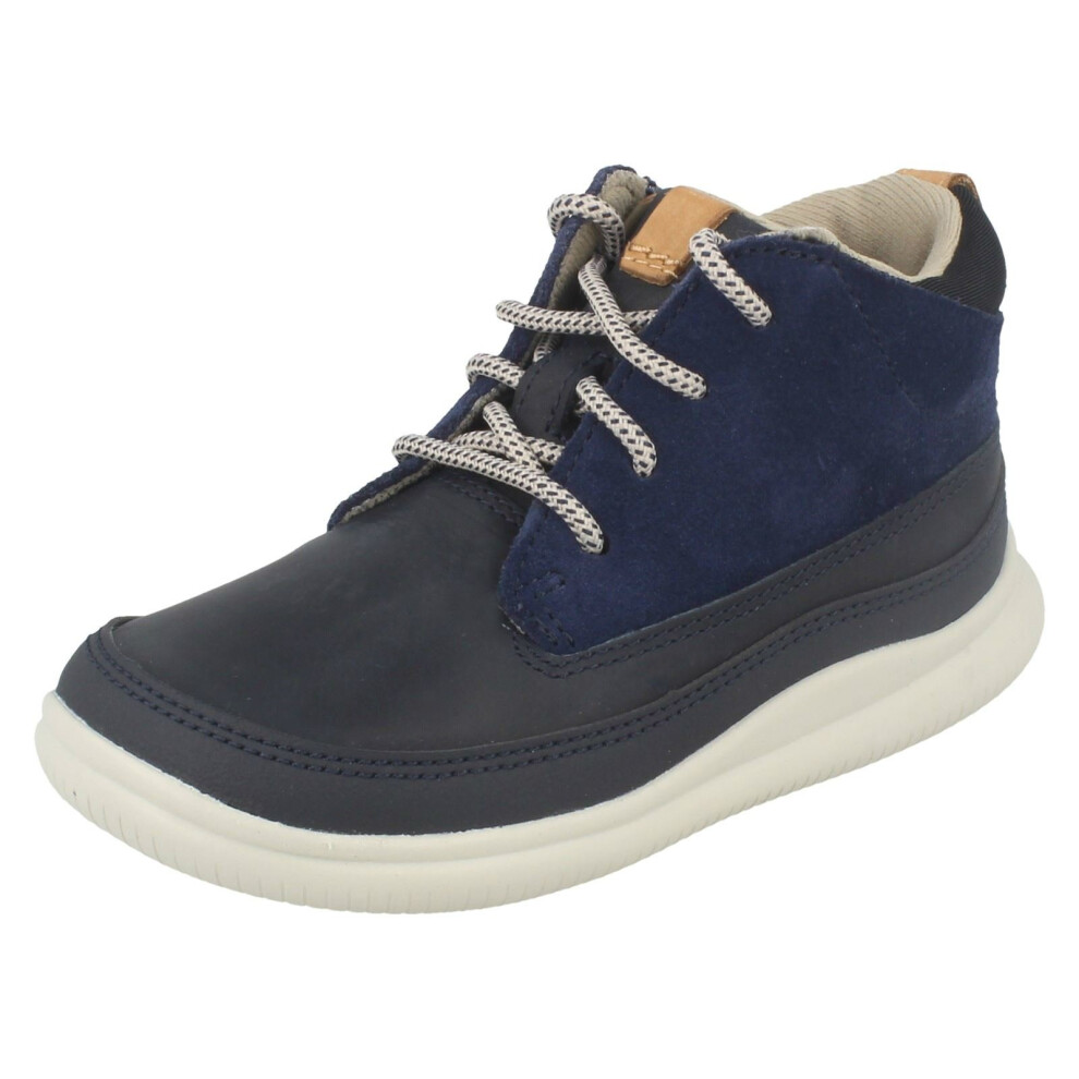 (UK 4 Infant, Navy (Blue)) Boys Clarks Casual Ankle Boots Cloud Air - F Fit