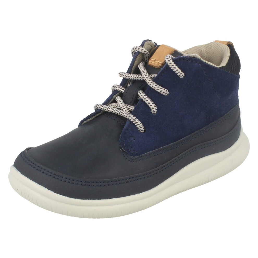 (UK 4 Infant, Navy (Blue)) Boys Clarks Casual Ankle Boots Cloud Air - G Fit