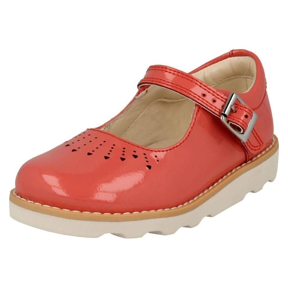 (UK 11.5 Child, Coral (Pink)) Girls Clarks Casual Shoes Crown Jump - G Fit