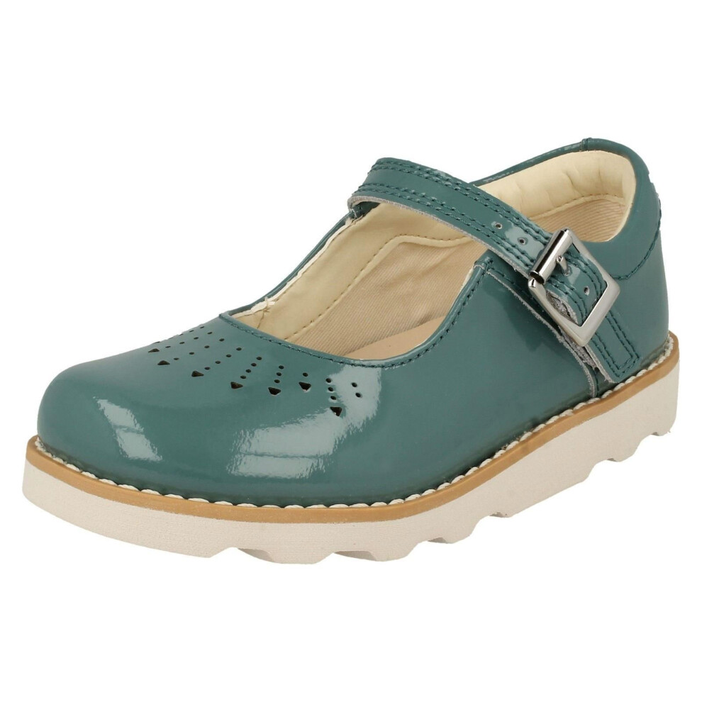 (UK 4.5 Infant, Teal (Green)) Girls Clarks Cut Out Detailed Shoes Crown Jump - F Fit