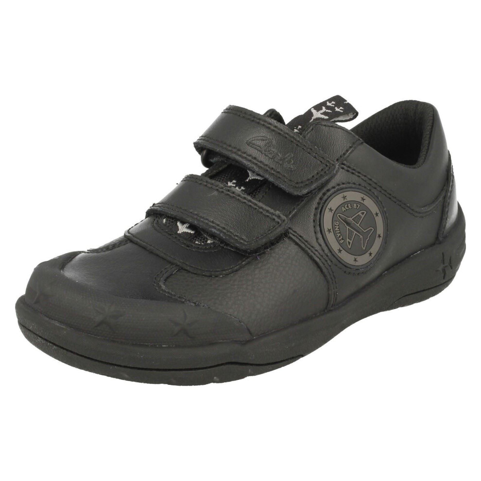 (UK 7 Infant, Black) Boys Clarks School Shoes with Lights Jetsky Fun - H Fit