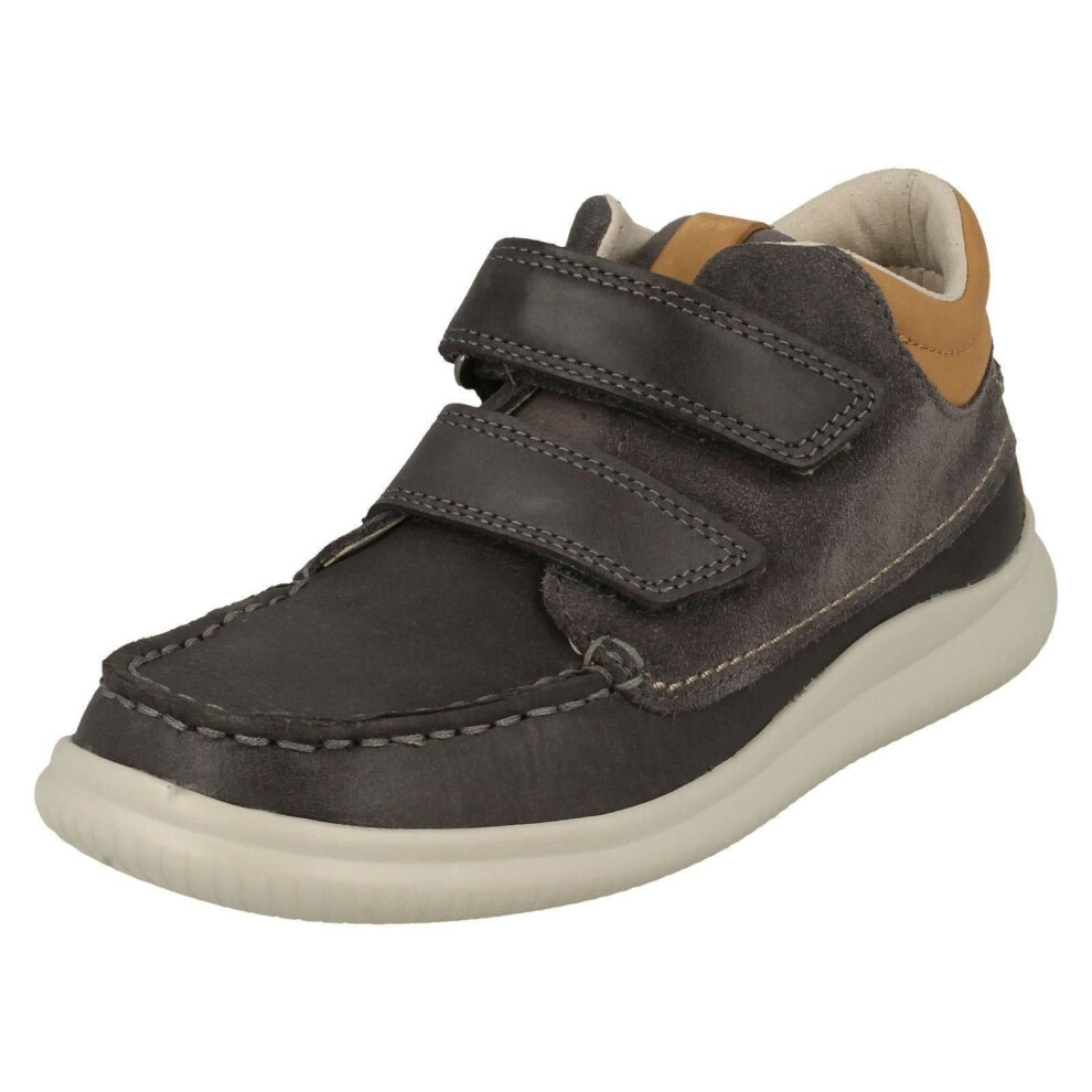 (UK 11.5 Child, Grey) Boys First Shoes By Clarks Ankle Boots Cloud Tuktu - F Fit