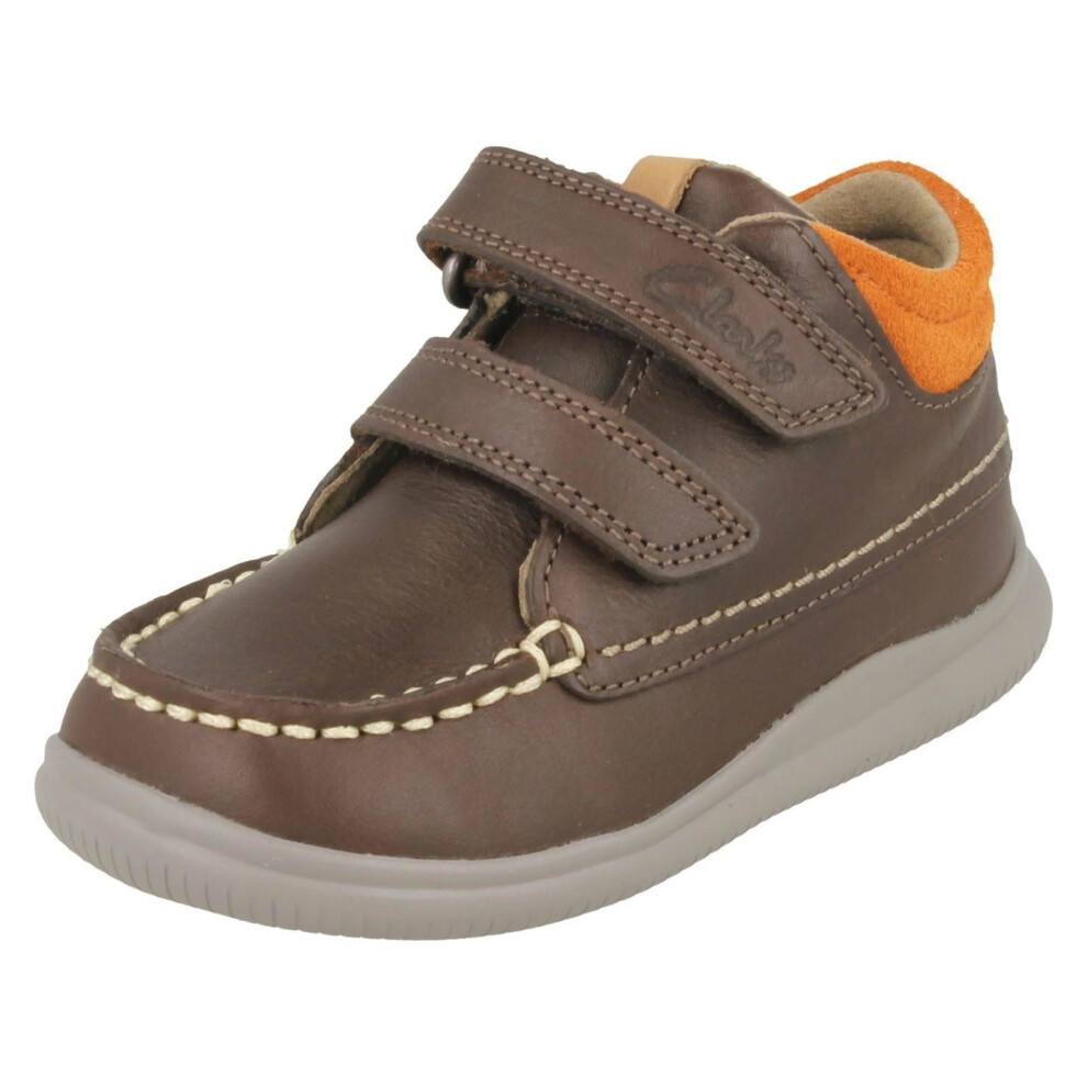 (UK 5.5 Infant, Brown) Boys First Shoes By Clarks Ankle Boots Cloud Tuktu - F Fit