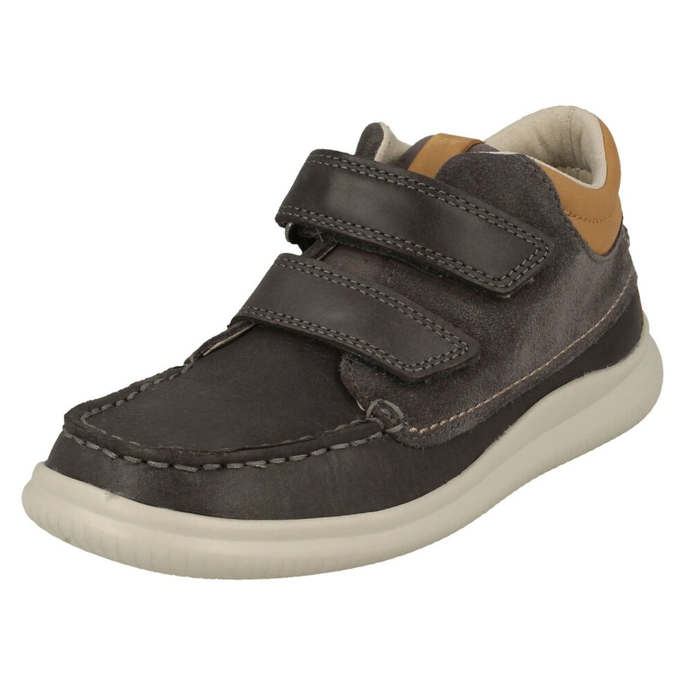 (UK 4 Infant, Grey) Boys First Shoes By Clarks Ankle Boots Cloud Tuktu - F Fit