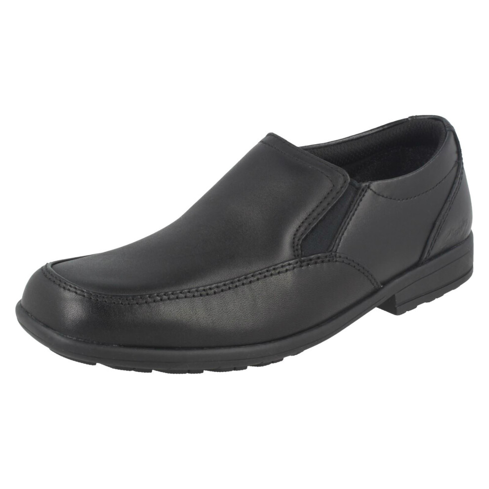 (UK 10 Child, Black) Boys Clarks Loafer Style School Shoes Kooru Step - F Fit