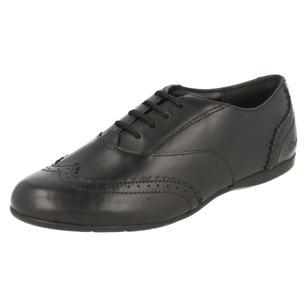 (UK 13 Child, Black) Girls Clarks Formal School Shoes Dance Honey - G Fit