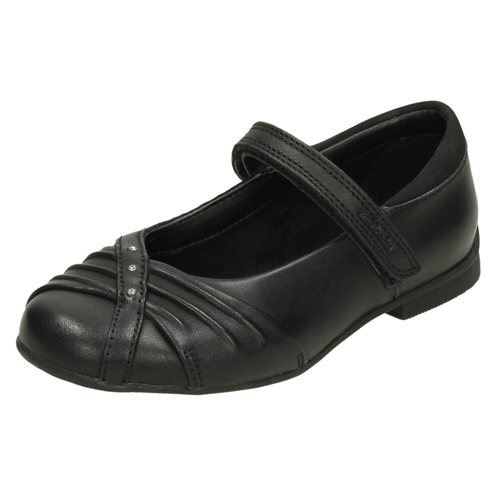 (UK 7 Infant, Black) Girls Clarks Ballerina Style School Shoes Dolly Shy - G Fit