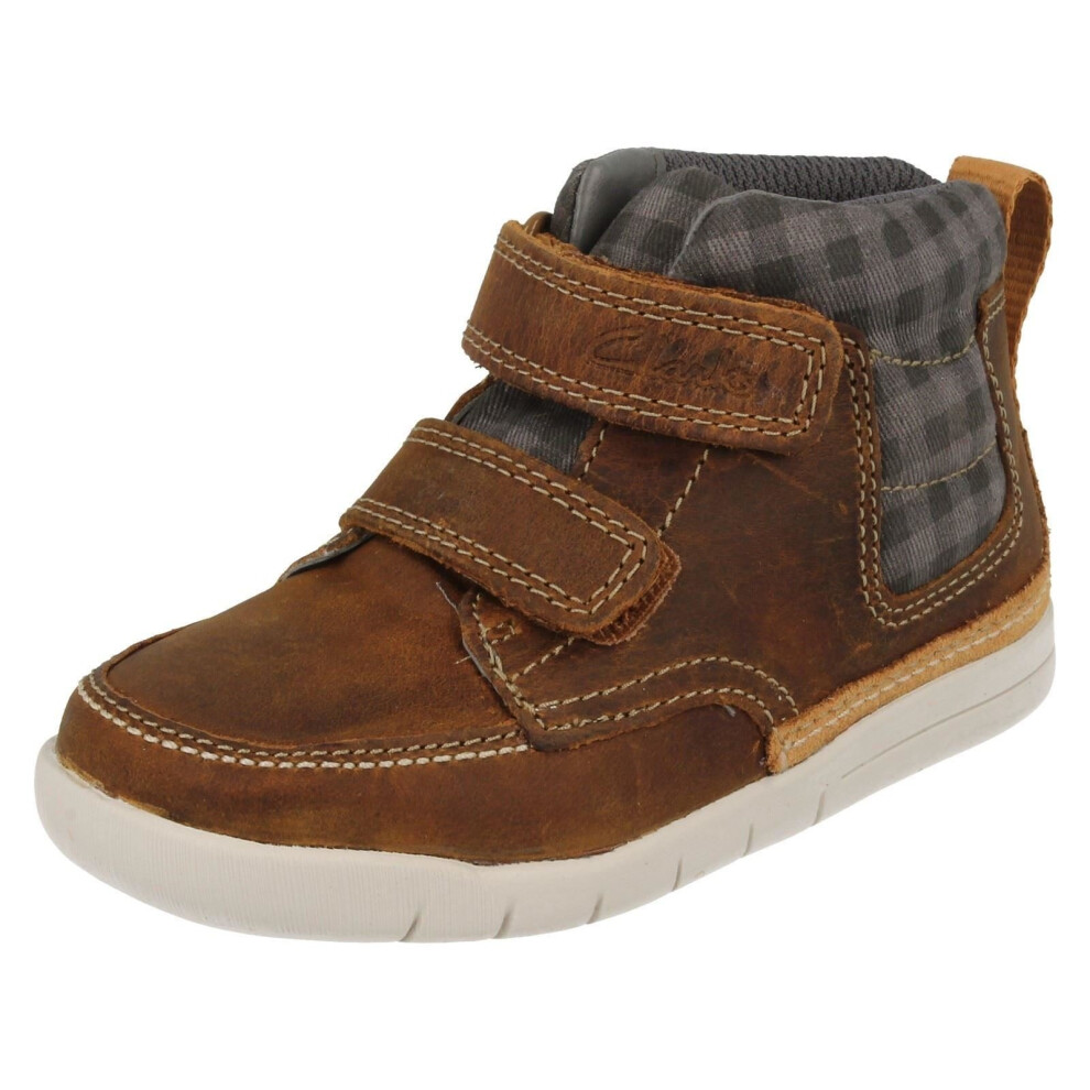 (UK 4 Infant, Tan (Brown)) Infant Boys Clarks Ankle Boots Crazy Ben - F Fit