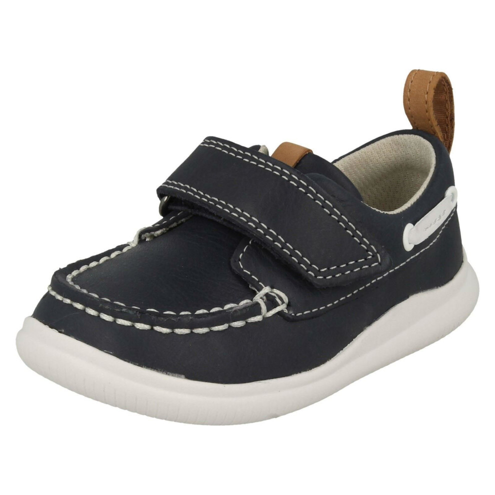 (UK 4.5 Infant, Navy (Blue)) Boys Clarks Casual Boat Style Shoe Cloud Snap - F Fit