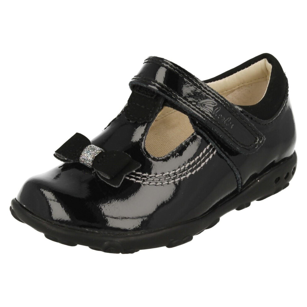 (UK 3 Infant, Black) Girls Clarks T Bar Shoes Ella Ruby - F Fit