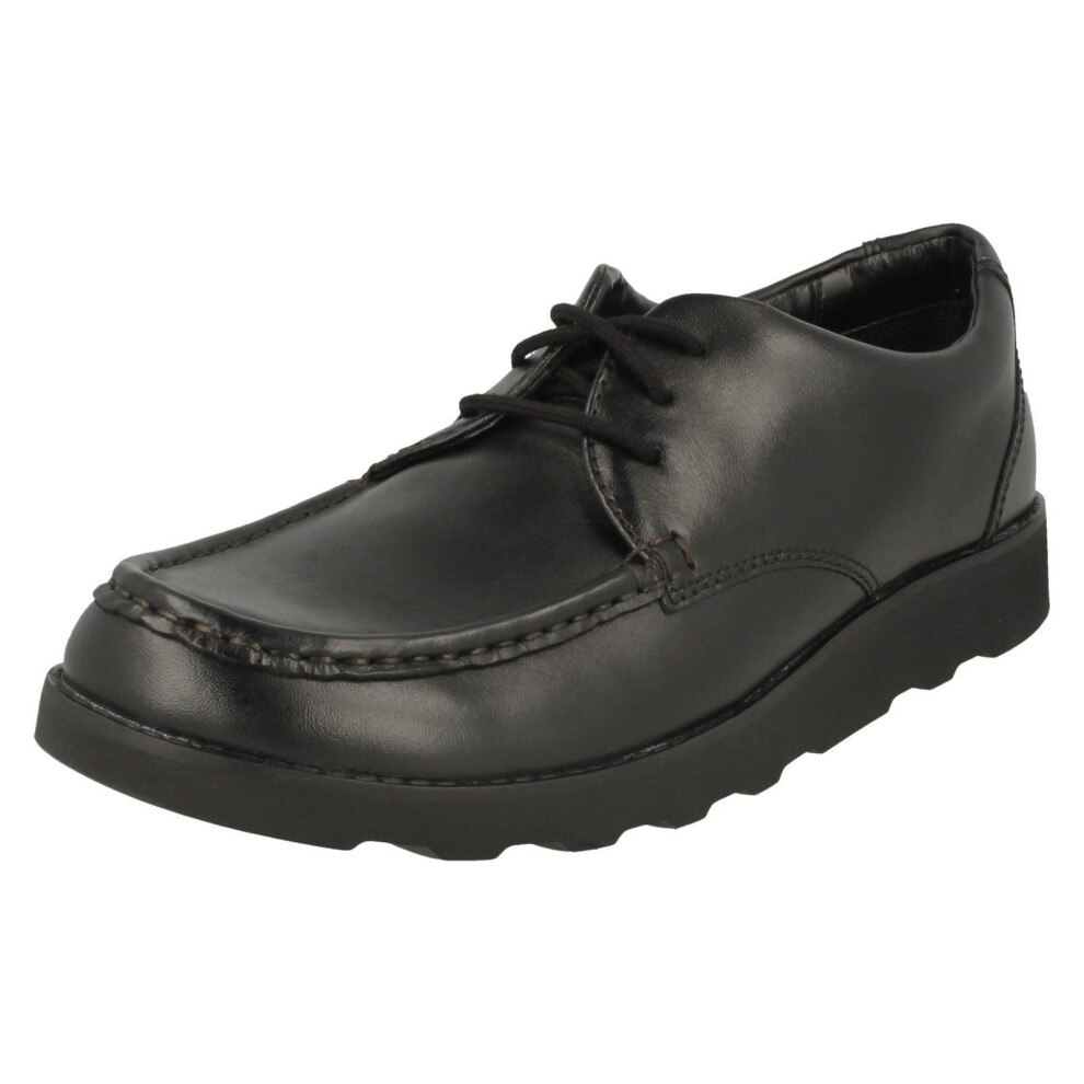 (UK 3.5 Child, Black) Boys Clarks Lace Up Formal Shoes Crown Tate - E Fit