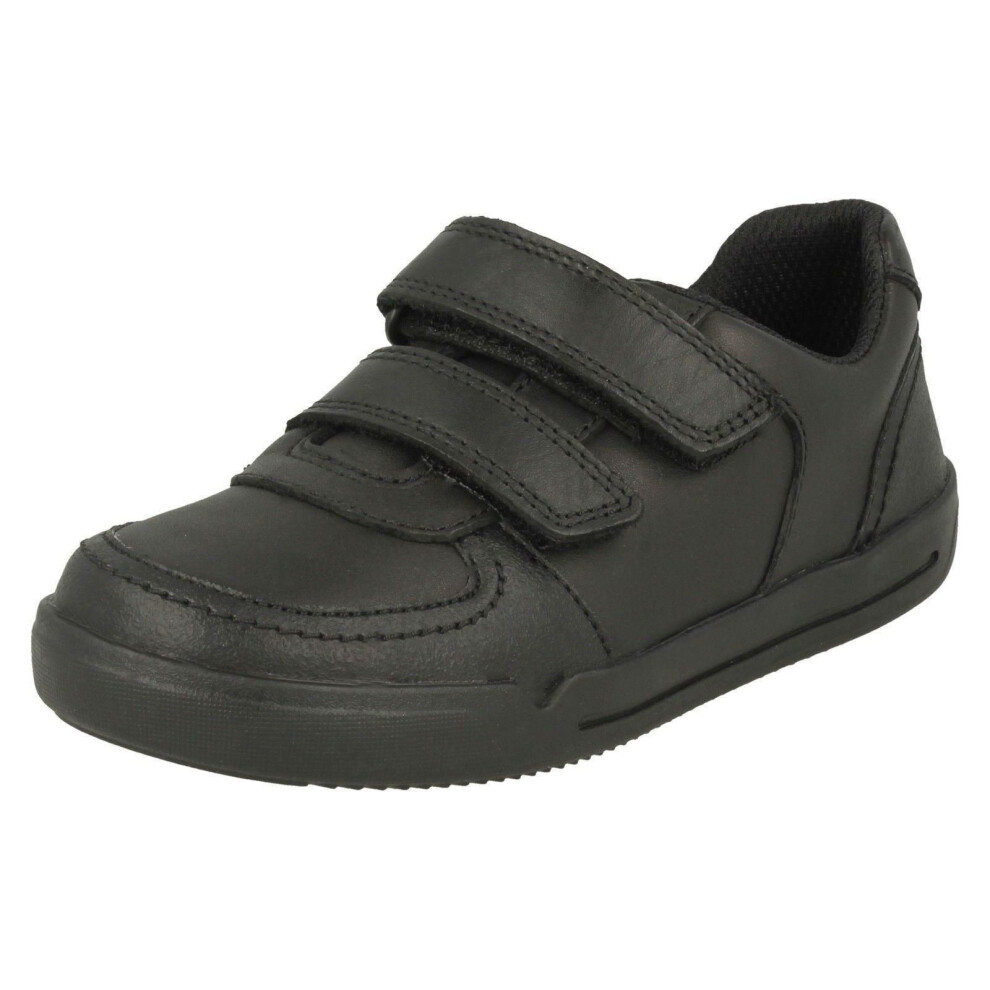 (UK 7 Infant, Black) Boys Clarks Hook & Loop School Shoes Mini Racer - F Fit