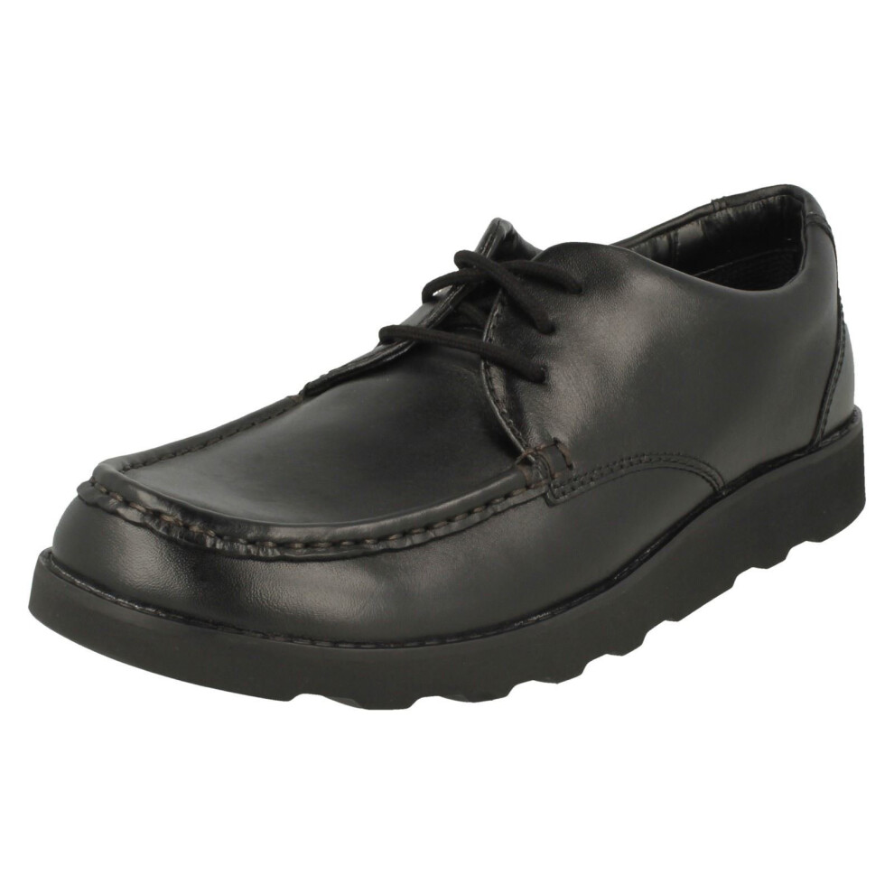 (UK 3 Child, Black) Boys Clarks Lace Up Formal Shoes Crown Tate - F Fit