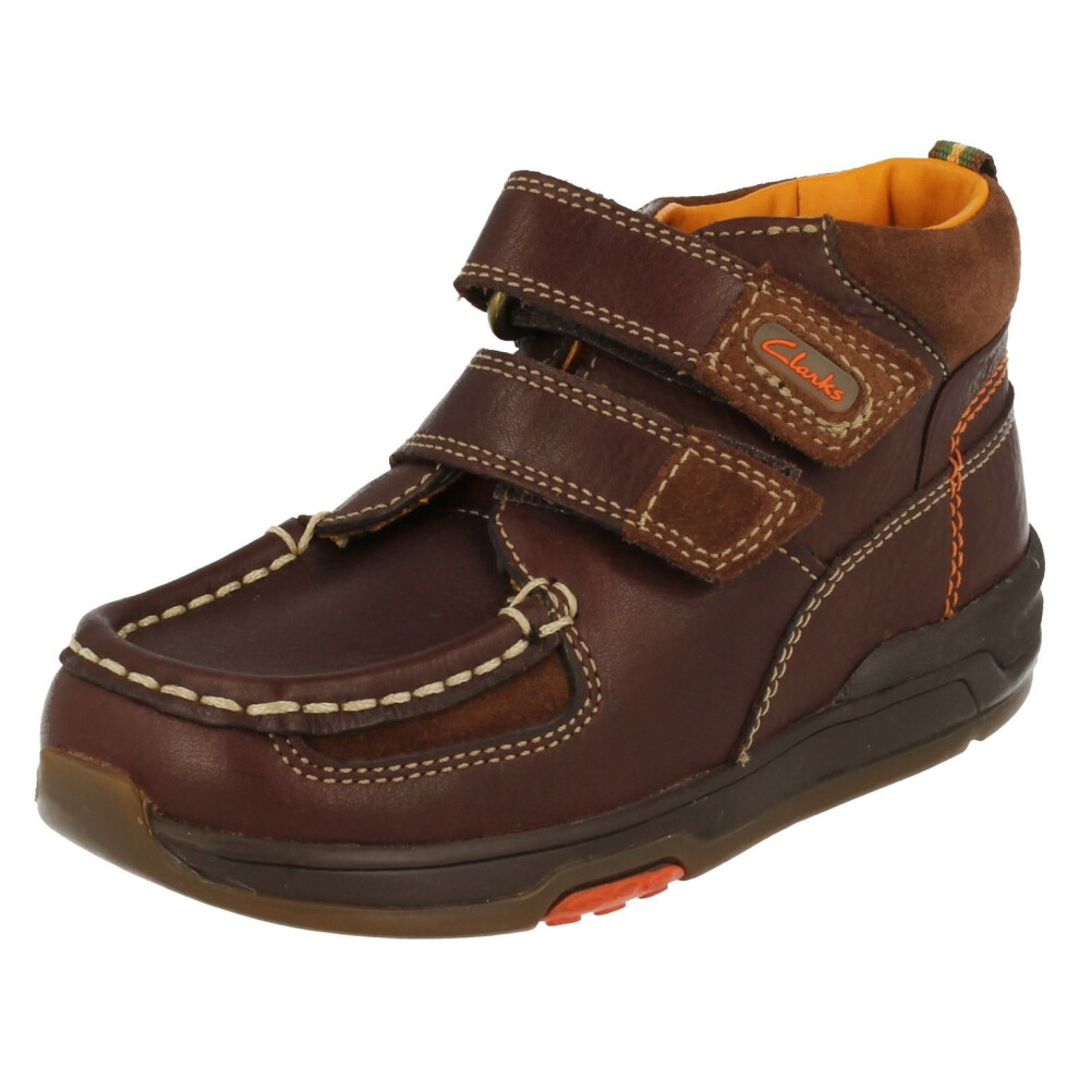 Boys Clarks Ankle Boots Iced - Brown Leather - UK Size 4F - EU Size 20 - US Size 4.5M