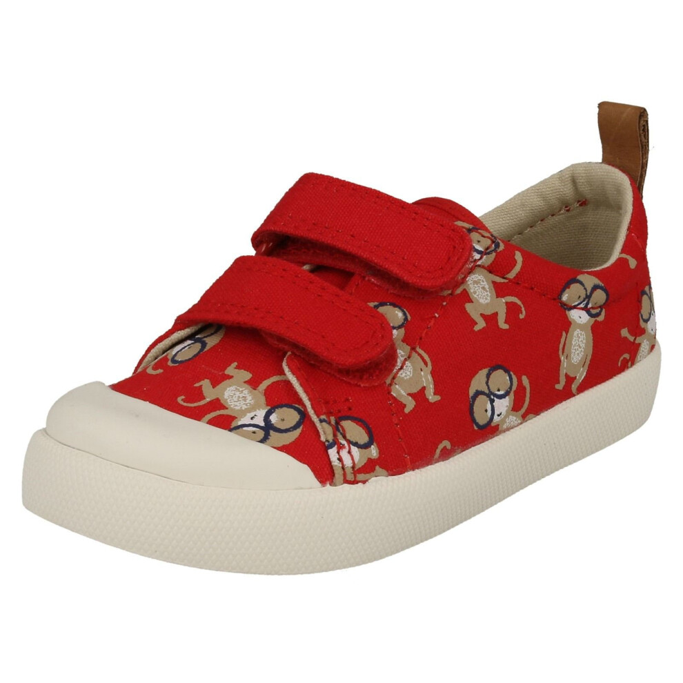 (UK 4 Infant, Red) Infant Boys Clarks Machine Washable Summer Doodles Halcy High - F Fit